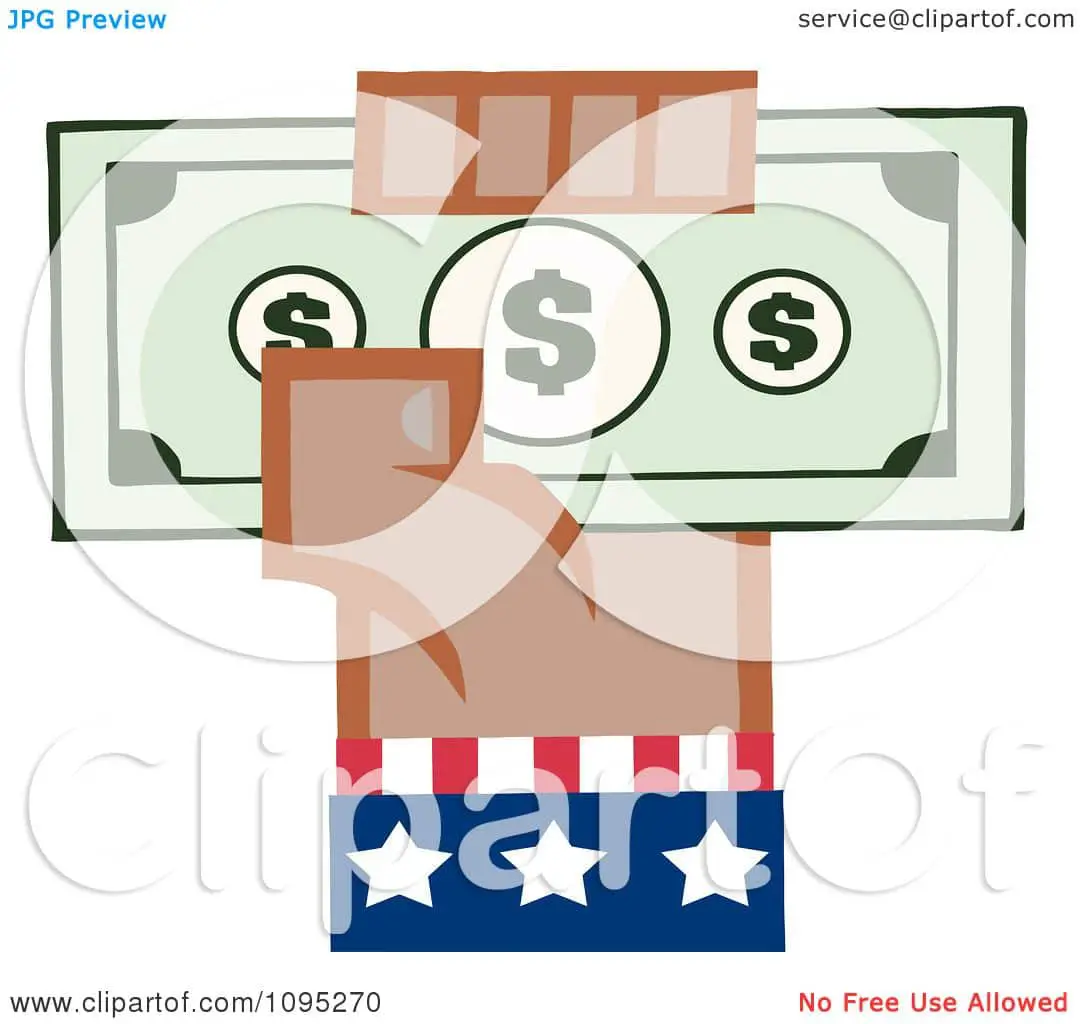 Clipart Black American Hand Holding Up Cash