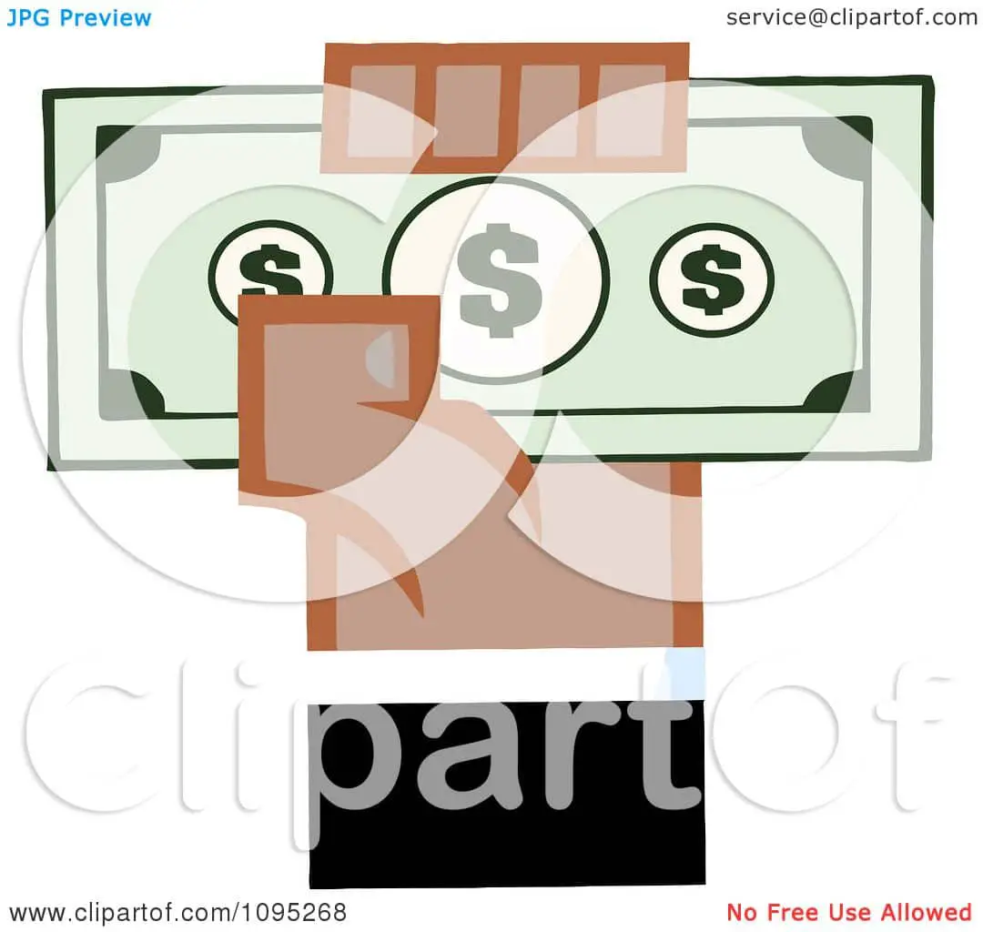 Clipart Black Hand Holding Up Cash