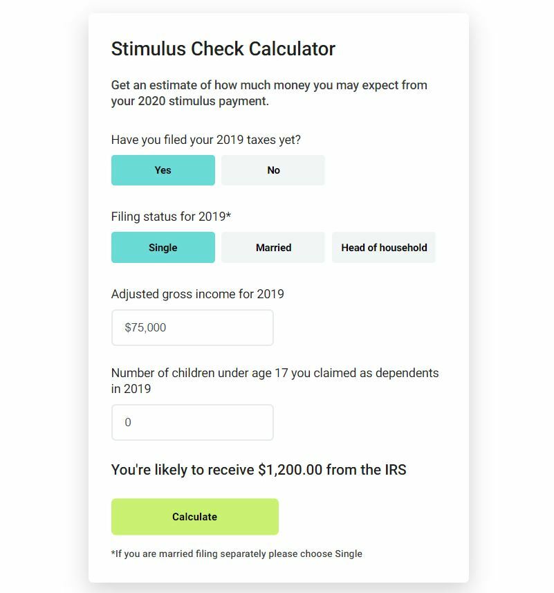Estimate Your 2020 Stimulus Check Payment With H& R Blocks Calculator ...