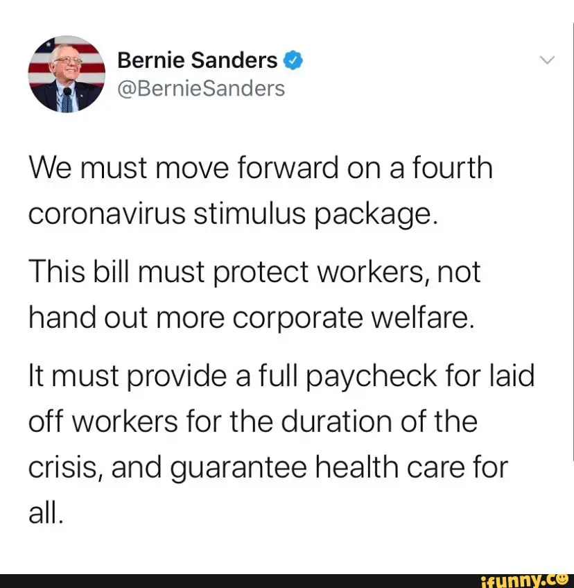 We must move forward on a fourth coronavirus stimulus package. This ...